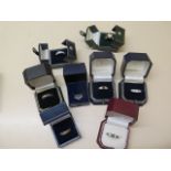 Eight silver and silver gilt dress rings, sizes N/S/Q/V, all with boxes in general good condition