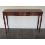 A mahogany Georgian style three drawer hall / serving table, 84cm tall x 130cm x 40cm