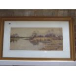 Robert Winter Fraser (1848-1906) Fenland river scene in a gilt frame, signed Robert Winter, frame