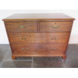 A mahogany four drawer chest on bracket feet, 83cm tall x 110cm x 56cm