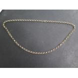 A 9ct yellow gold necklace, 59cm long, hallmarked to a link, approx 18.8 grams, some wear but