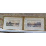 Two early 20th century fenland watercolours by F.G. Fraser, both signed and dated 04 in gilt frames,