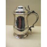 A good George II silver lidded tankard, London 1757/58, maker WP, 21cm tall with engraving, approx