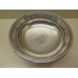 A silver presentation bowl on stand, Birmingham 1924/25, 11cm tall x 22cm diameter, approx 9.3