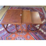 A nest of three G plan side tables, 49cm tall x 54cm x 43cm, all generally good