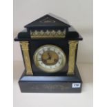 An 1870's French slate clock Japy Freres 8 day striking movement in working restored condition, 30cm