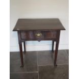 A Georgian and later single drawer side table with good colour, 72cm tall x 73cm x 51cm