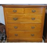 A Victorian / Edwardian satin walnut five drawer chest, 101cm tall x 103cm x 49cm, in generally good