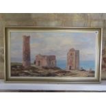 Nancy Bailey on board, signed, Cornish Tin Mines entitled 1510 Wheal Coates in a gilt frame, frame