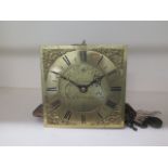 An eleven inch brass dial 30 hour longcase clock movement by Hawdscone of Woburn