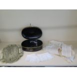 Ede & Ravenscroft Barristers horse hair wig, collars ruff and cuffs in an oval metal tin to A.R
