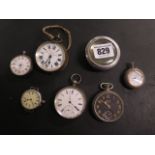 Two 800 silver pocket watches, a wristwatch conversion watch and three other pocket watches