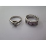 Two hallmarked 18ct white gold rings, sizes N/O, approx 13.3 grams, both good condition