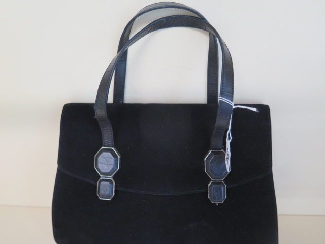 An Escada black suede handbag with pink lining, 31cm wide, in good condition with outer bag - Image 2 of 4