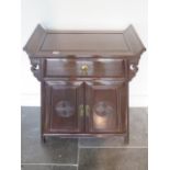 An Oriental hardwood side cabinet, 79cm tall x 65cm x 38cm