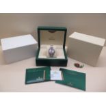 A ladies Rolex Oyster Perpetual datejust automatic 2014 stainless steel bracelet wristwatch with a