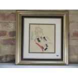 Andre Dignimont (1891-1965) signed watercolour of a young lady in a gilt frame, size 50cm x 48cm, in