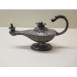 A silver Alladins lamp table lighter Birmingham 1901/02, Synyer & Beddoes, 15cm long, approx 3.5