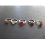 Five 9ct yellow gold rings, sizes N/ S, approx weight 18.2 grams, all good condition