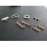 Six pairs of 9ct gold earrings approx 23 grams, all good condition