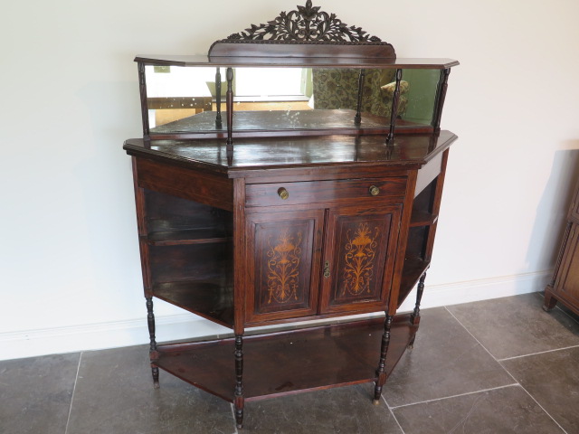 A 19th century rosewood side cabinet with two inlaid doors, 122cm wide x 150cm tall x 38cm deep