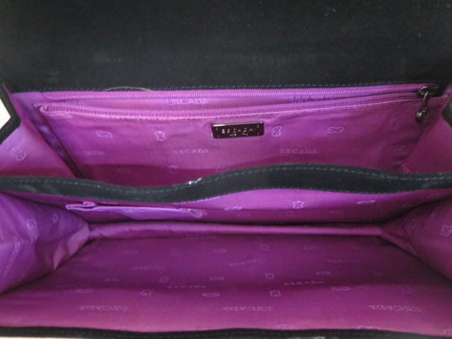 An Escada black suede handbag with pink lining, 31cm wide, in good condition with outer bag - Image 4 of 4