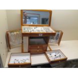 A good selection of silver and other jewellery in a fitted walnut effect jewellery box