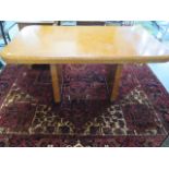 An Art Deco burr walnut dining table 75 cm tall 151 cm 85 cm , some wear but a good colour