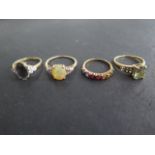 Four hallmarked 9ct yellow gold rings, sizes N,P and S, total weight approx 9 grams, all good