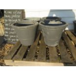 Four medium grey frost proof plant pots 40 cm diameter