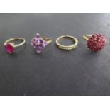 Four hallmarked 9ct yellow gold rings, sizes N,O,P and R, all good condition, total weight approx