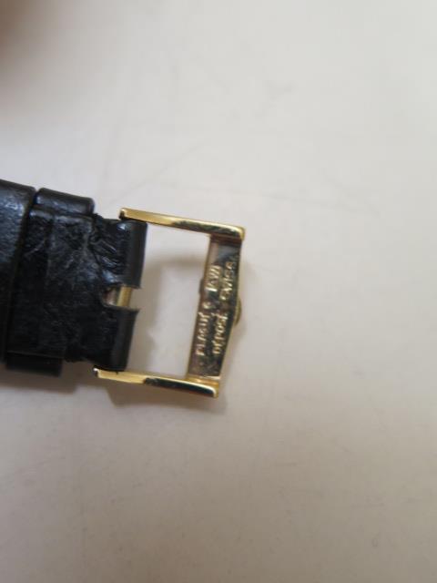An Omega Automatic Geneve date gold plated gents wristwatch on a black leather strap, 36mm case, - Image 6 of 7