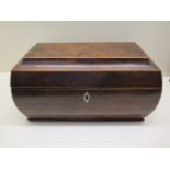 A burrwood tea caddy converted to a correspondence box, 17cm tall x 31cm x 16cm, some losses but a