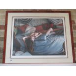 A signed Douglas Hofmann lithograph, Reclining Nude, A/P 17/25 with COA, frame size 80cm x 96cm,