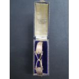 A gold plated bangle with box, bangle 6.5cm x 5.5cm external, good condition