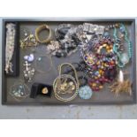 A collection of vintage and later costume jewellery together with some silver items