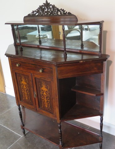 A 19th century rosewood side cabinet with two inlaid doors, 122cm wide x 150cm tall x 38cm deep - Image 3 of 3