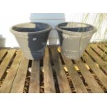 Two large grey frost proof plant pots 50 cm diameter