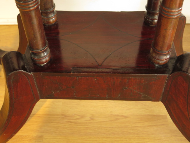 A 19th century mahogany foldover card table on four pillar support and splayed legs on brass hairy - Image 2 of 5