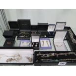 A collection of mainly silver jewellery, mostly boxed, including earrings and necklaces