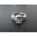 A hallmarked 14ct white gold ring, size O/P, approx 4.5 grams, in good condition