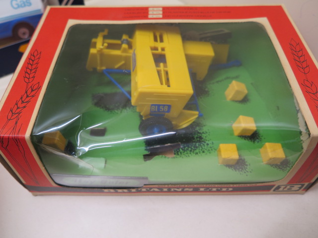 Five boxed Britains Ltd farm implements and tractor, a boxed Corgi Gas Escort van and a Matchbox - Image 3 of 6