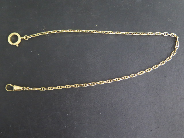 An 18ct yellow gold watch chain style necklace, 44cm long, marked 750, generally good, total