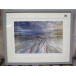 A L Munro signed photographic print of a beach / tidal scene, frame size 53cm x 43cm, printed on