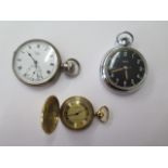 A silver limit no 2 pocket watch, a Smith black dial pocket watch and a caravelle plated pocket