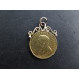 A South African one pond coin dated 1895 with a gold pendant mount, total weight approx 8.7 grams