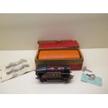 A Hornby 0 gauge tinplate clockwork 0-4-0 locomotive with box and key and part pamphlet, running,