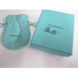 A pair of Tiffany & Co heart earrings with box and bag, in good condition