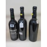 A bottle of Croft 1966 Vintage Port and two bottles of 1960 Croft Vintage Port, labels missing to