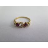 A yellow gold ring unhallmarked but tests to approx 18ct, ring size O, approx 2.4 grams, in good